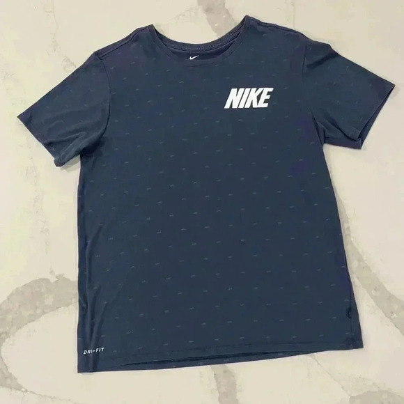 Nike Dri Fit Blue All Over Graphic Men's Large Athletic Cut T-Shirt Athleisure - Picture 1 of 7